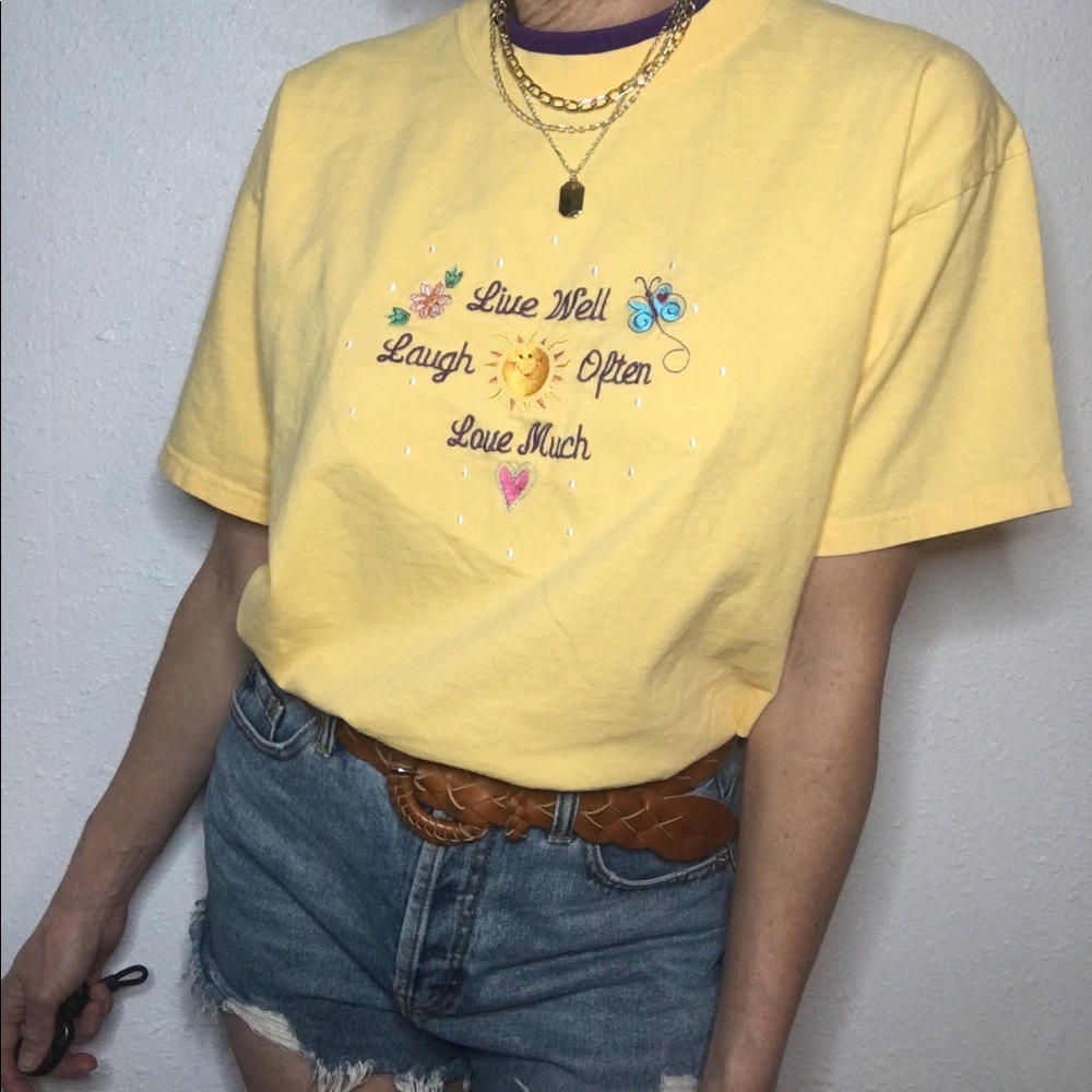 🌞VTG embroidered sunshine cotton Tee